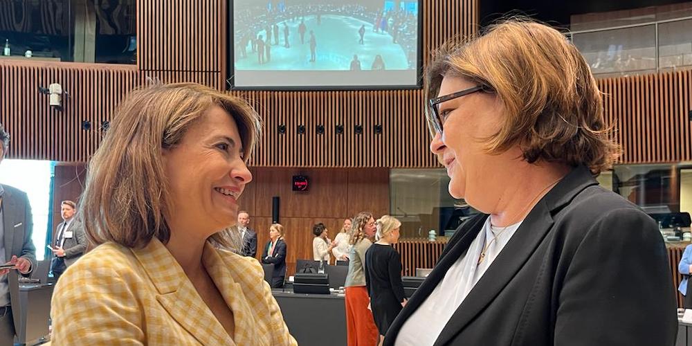 ministra raquel sanchez con comisaria europea adina valean junio 2023