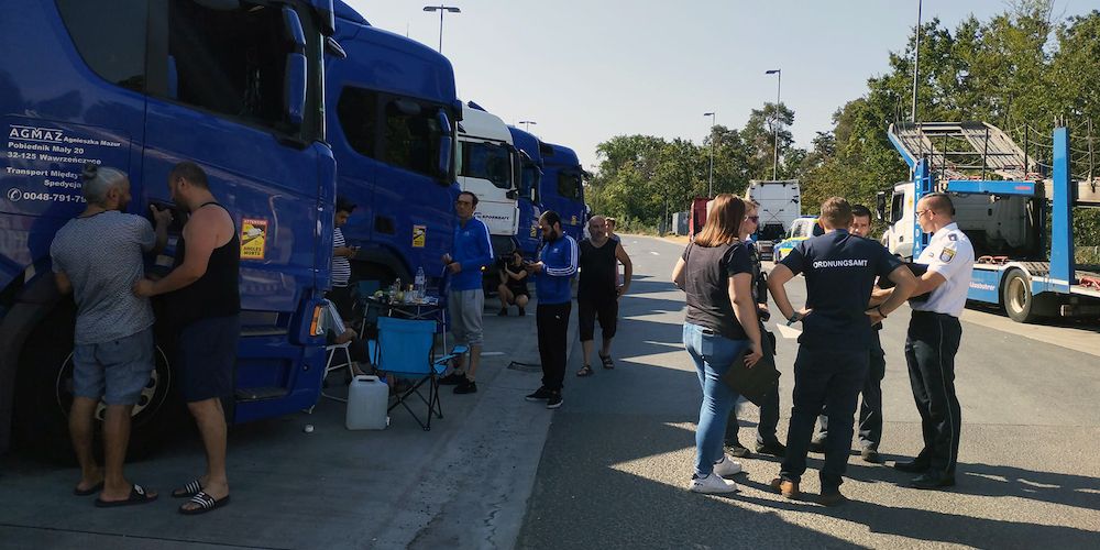 camioneros del este de europa en huelga alemania