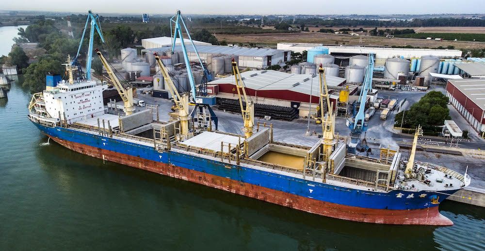 descarga granelero sevitrade puerto sevilla