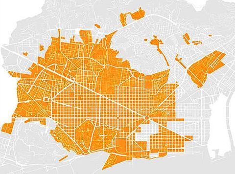 Superficie de Barcelona gestonada por areaDUM