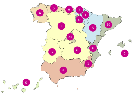 Mapa de gasineras en España.