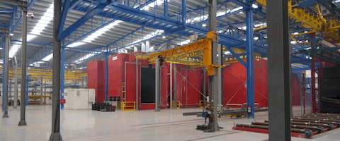 El proceso comienza con el granallado del conjunto con bolas de acero.