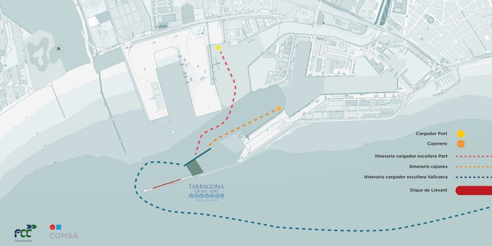mapa de las obras del muelle Baleares en el puerto de Tarragona