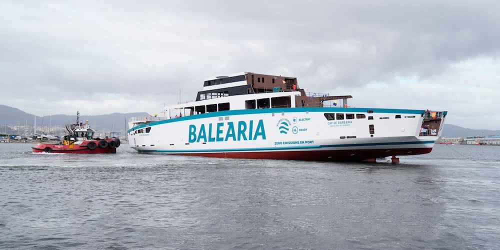 botadura ferry electrico Cap barbaria Balearia